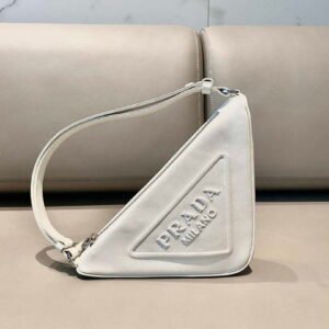 Prada 1BD320 Prada Emblème Saffiano Shoulder Bag White