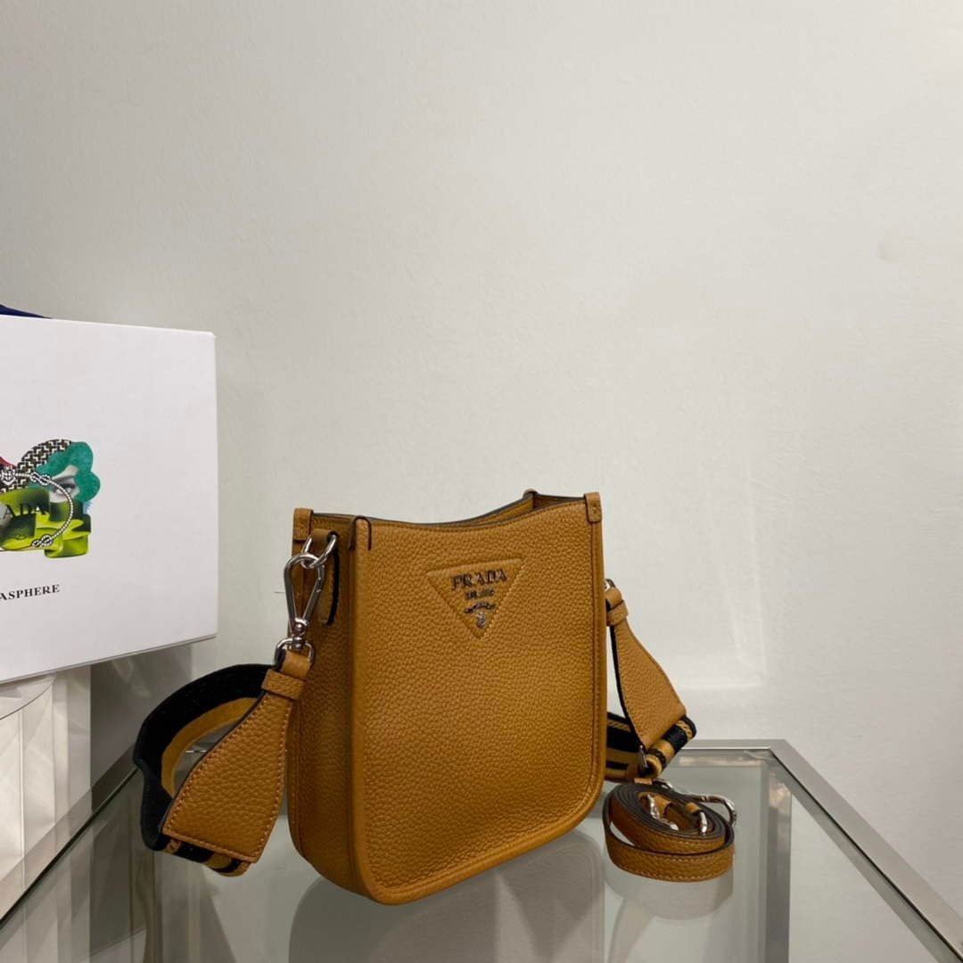 Prada 1BH191 Leather mini shoulder bag tan