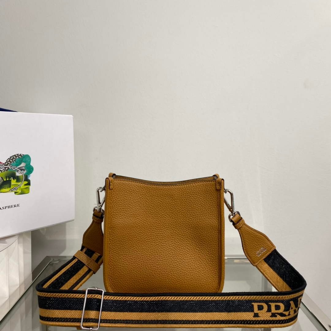 Prada 1BH191 Leather mini shoulder bag tan