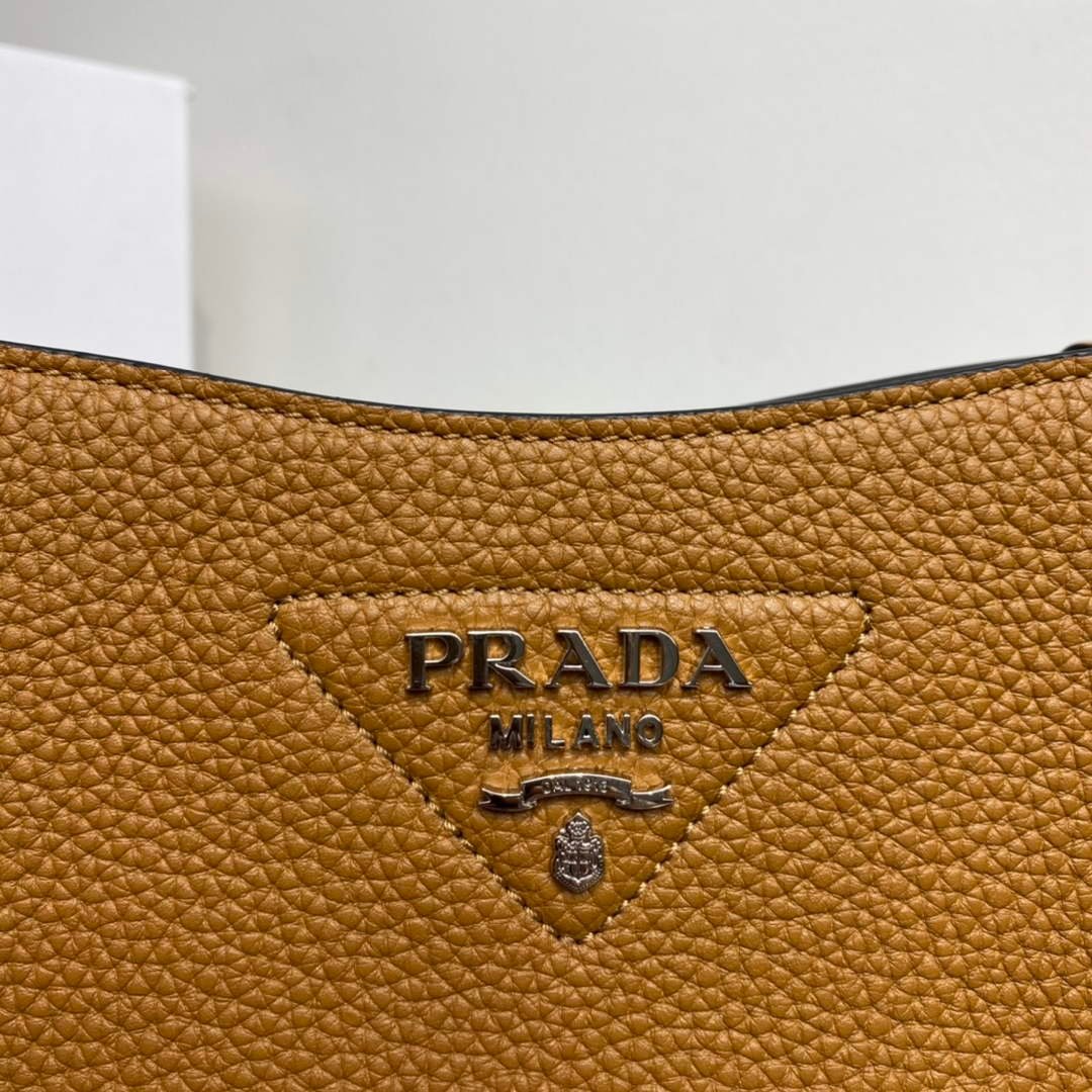Prada 1BH191 Leather mini shoulder bag tan