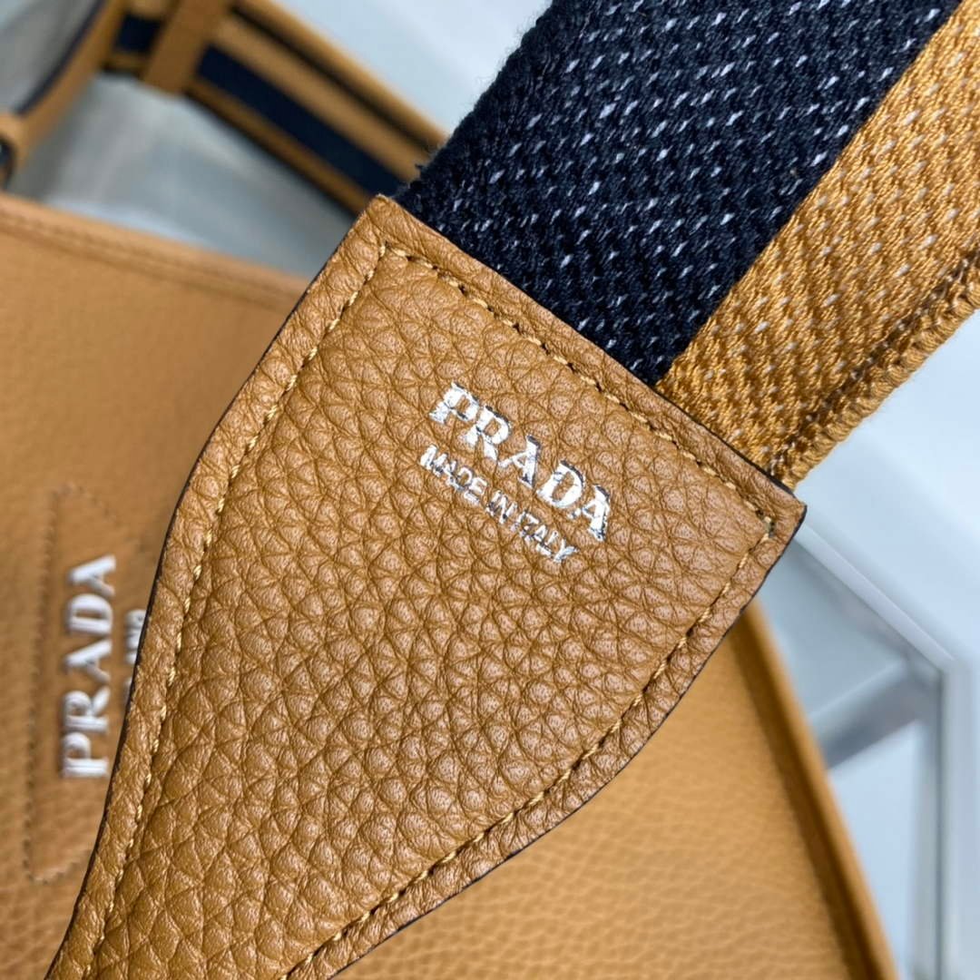 Prada 1BH191 Leather mini shoulder bag tan