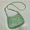 Prada 1BC169 Prada Cleo satin bag with appliqués Green
