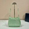 Prada 1BC169 Prada Cleo satin bag with appliqués Green