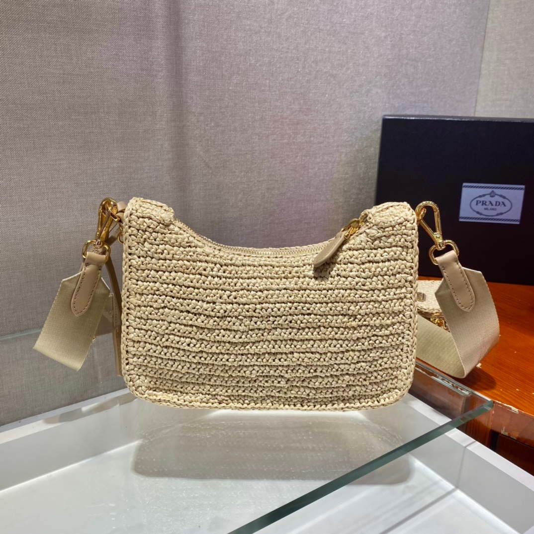 Prada 1BH204 Prada Re-Edition 2005 Raffia Bag in Apricot