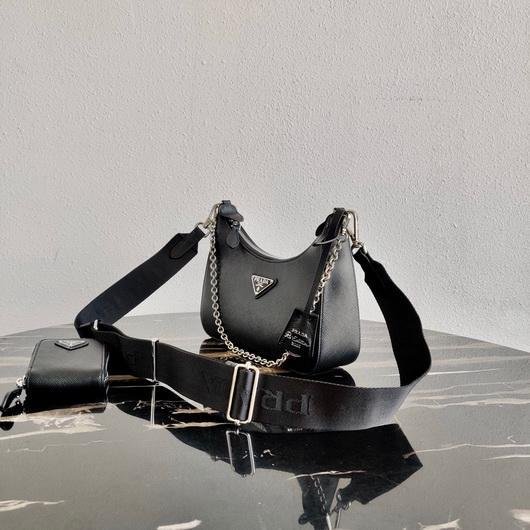 Prada 1BH204 Prada Re-Edition 2005 Saffiano leather Bag in Black Silver