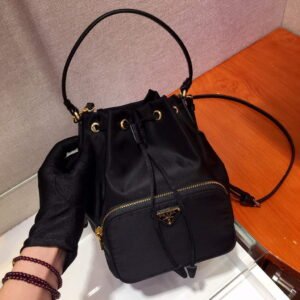 Prada 1BH038 Prada Duet Re-Nylon Bucket shoulder bag Black