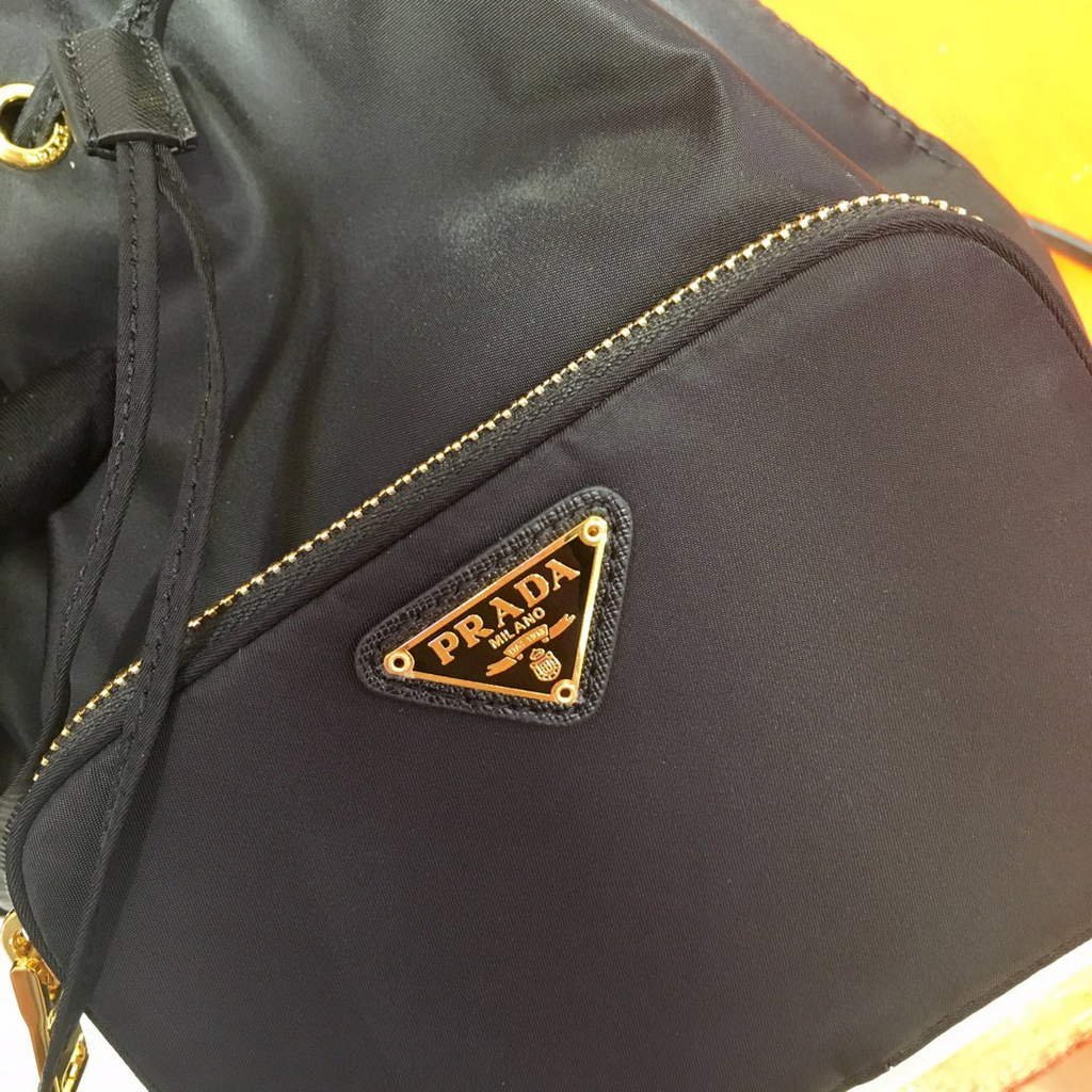 Prada 1BH038 Prada Duet Re-Nylon Bucket shoulder bag Black