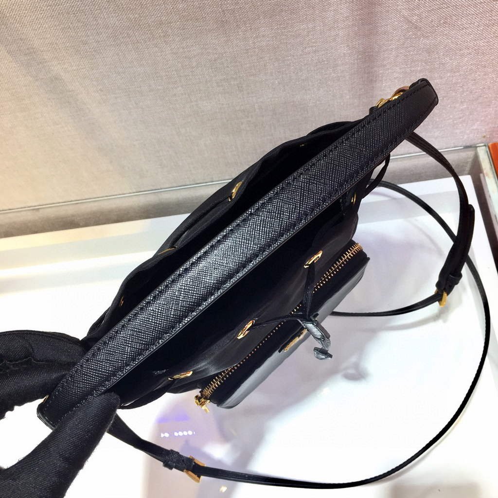 Prada 1BH038 Prada Duet Re-Nylon Bucket shoulder bag Black