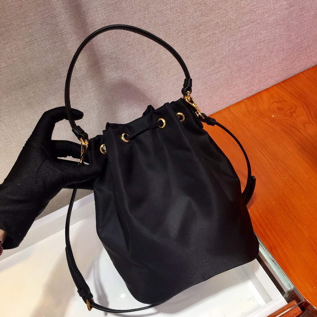 Prada 1BH038 Prada Duet Re-Nylon Bucket shoulder bag Black