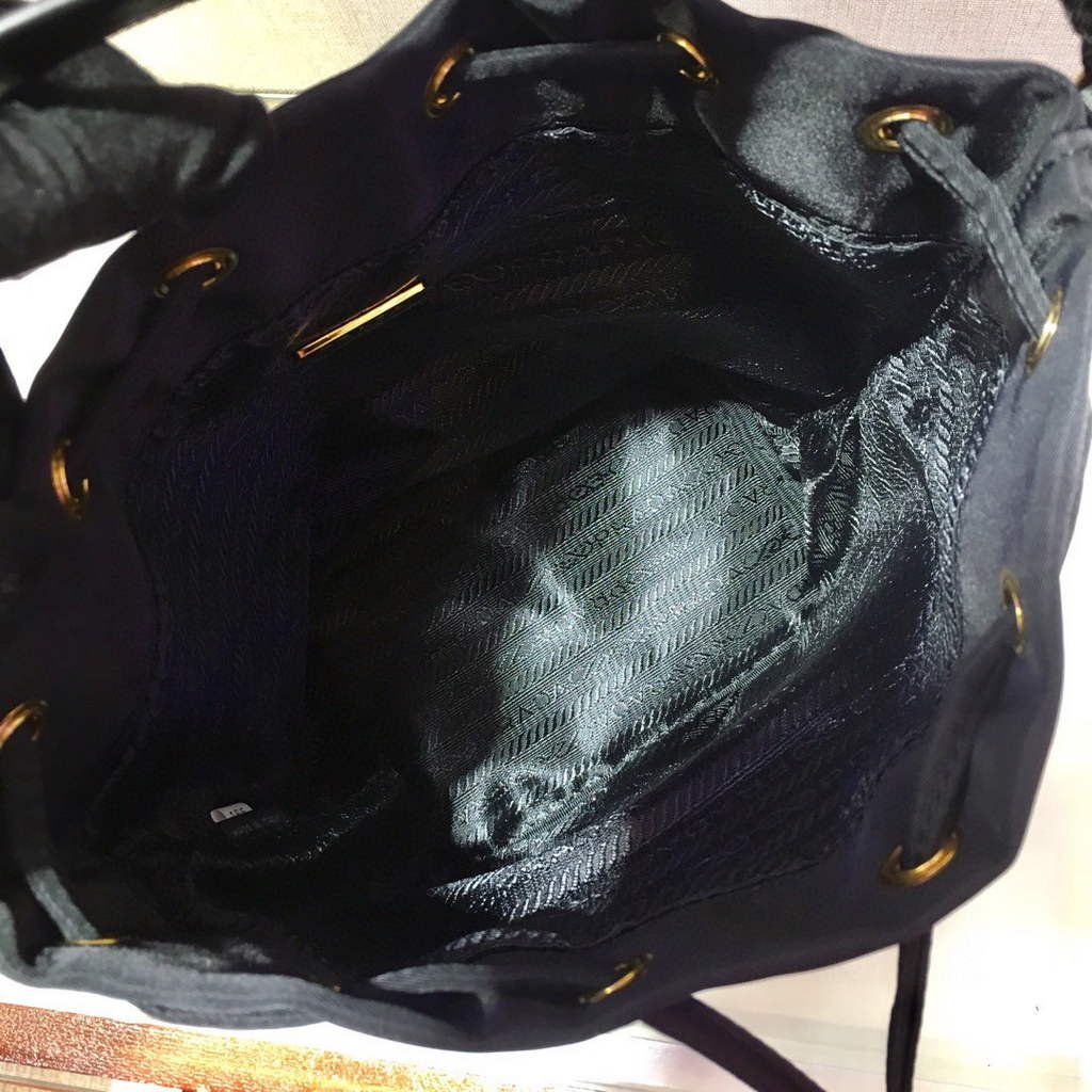 Prada 1BH038 Prada Duet Re-Nylon Bucket shoulder bag Black