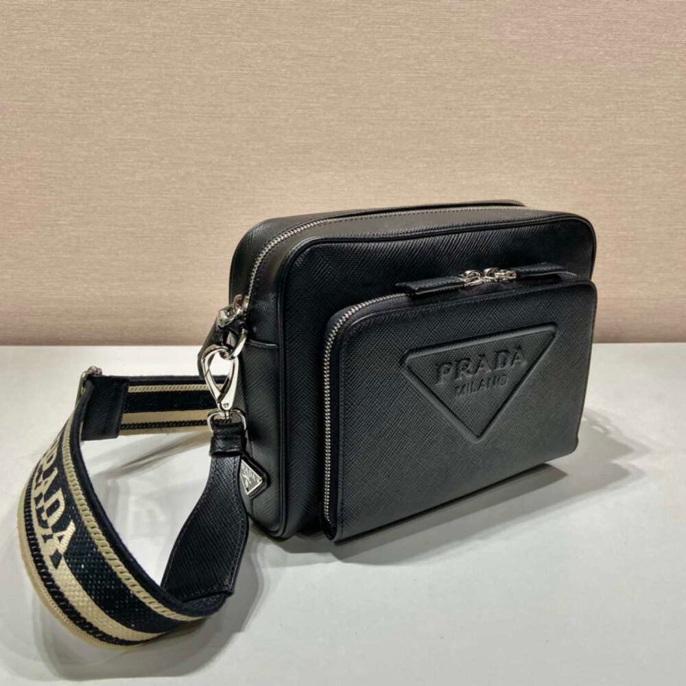 Prada 2VH152 Saffiano leather shoulder bag Black