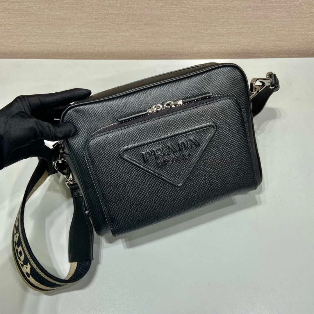 Prada 2VH152 Saffiano leather shoulder bag Black
