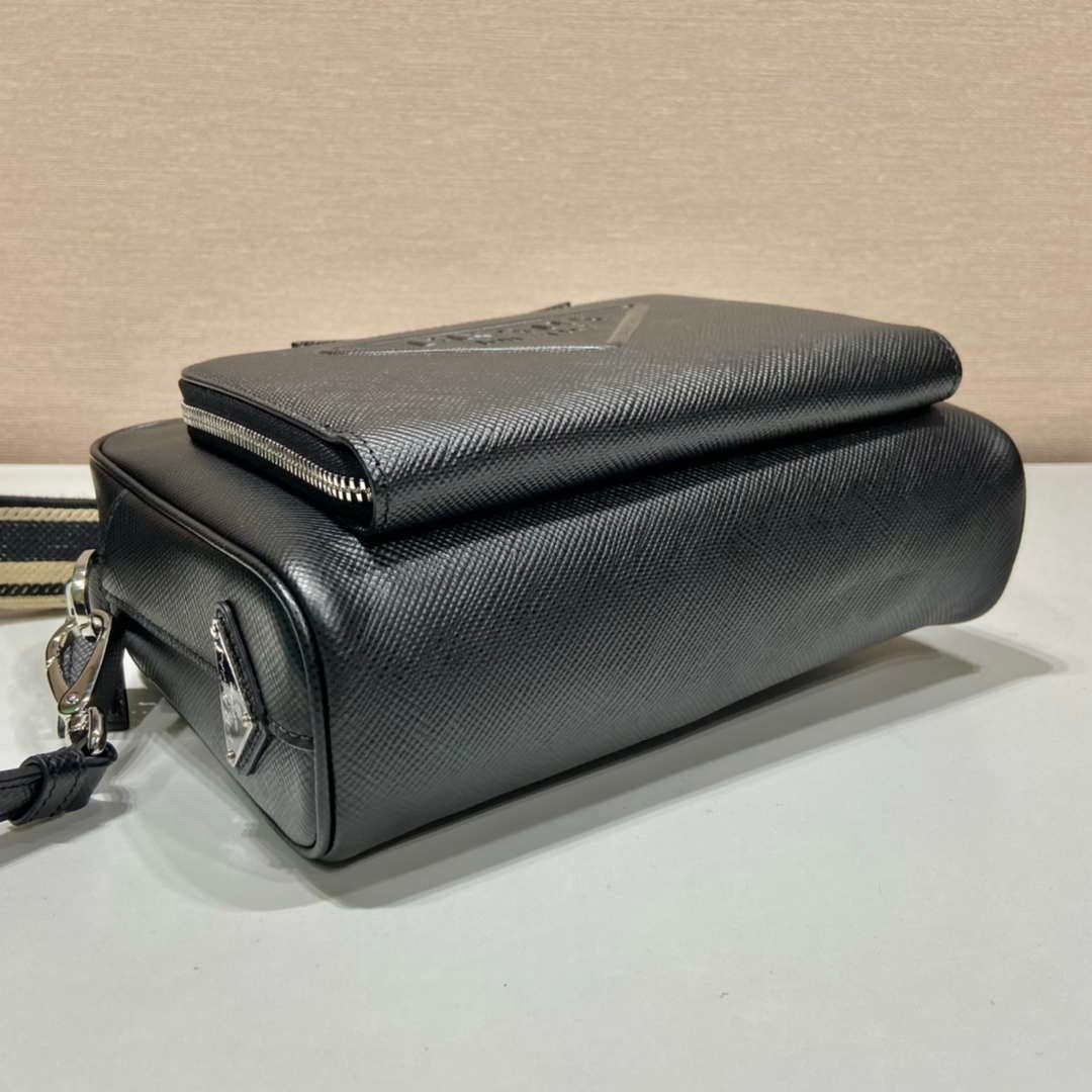 Prada 2VH152 Saffiano leather shoulder bag Black