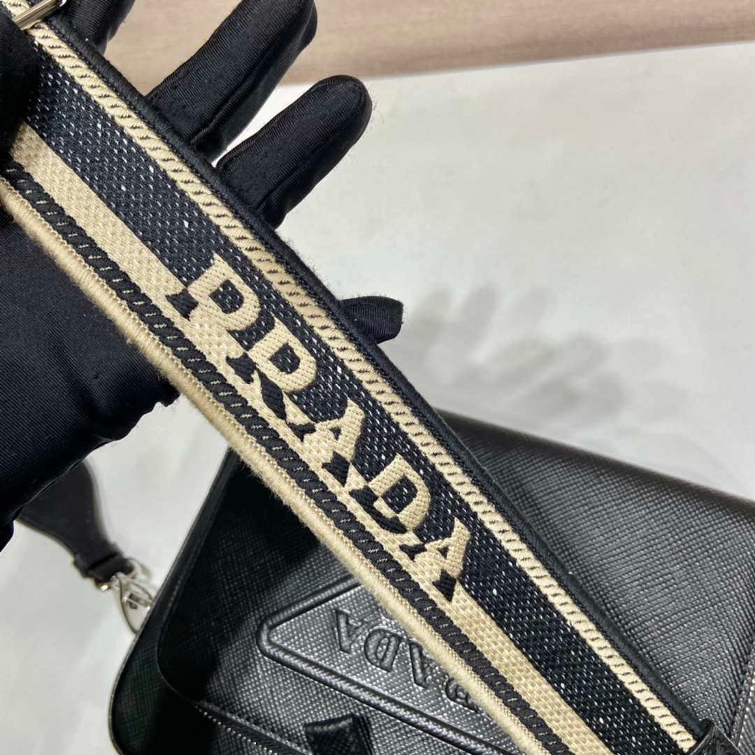 Prada 2VH152 Saffiano leather shoulder bag Black