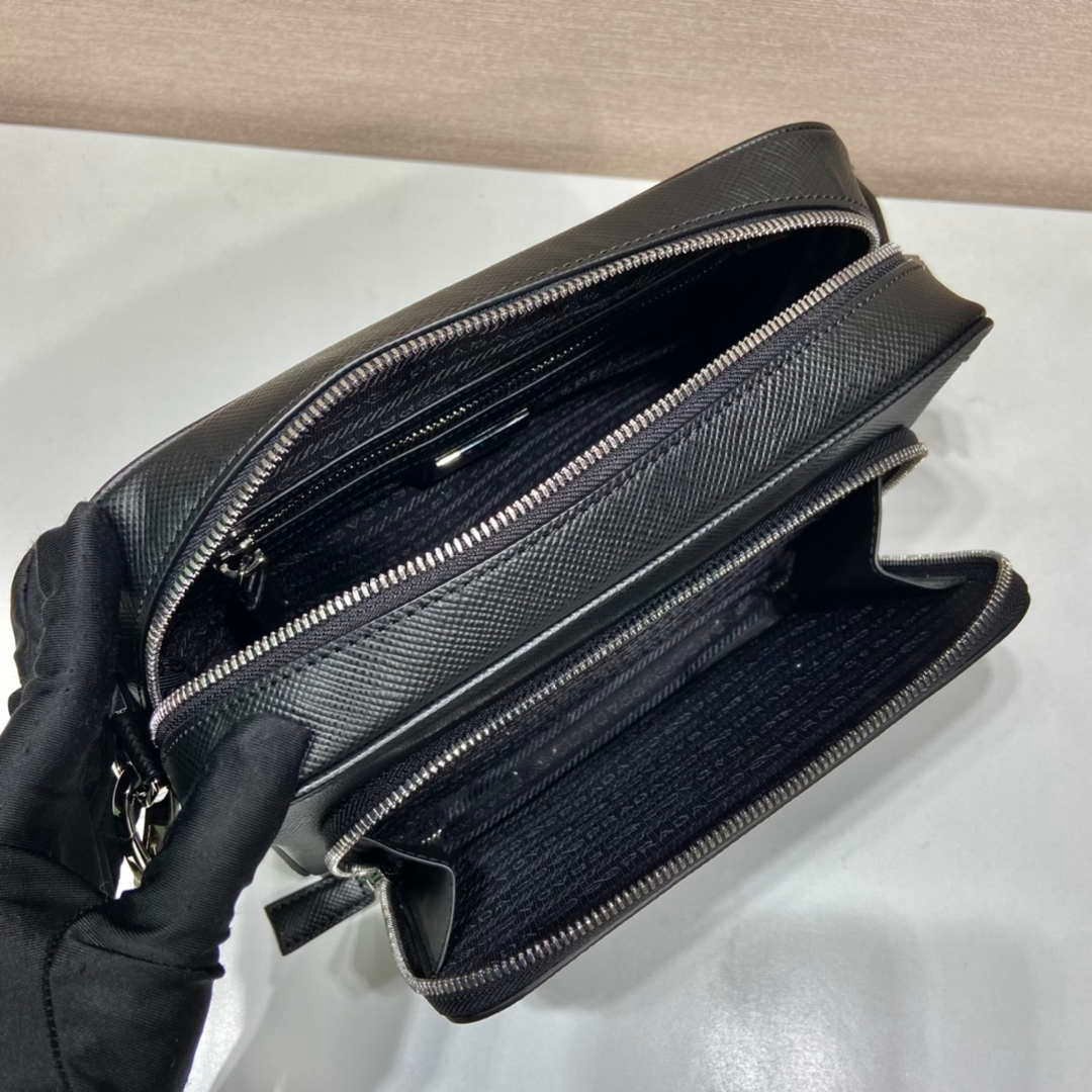 Prada 2VH152 Saffiano leather shoulder bag Black