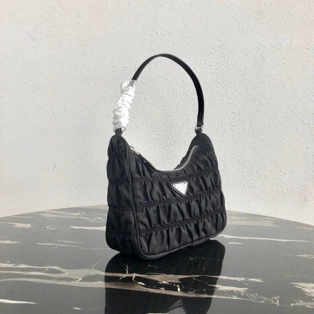 Prada 1NE204 Prada Nylon and Saffiano Leather Mini Bag in Black