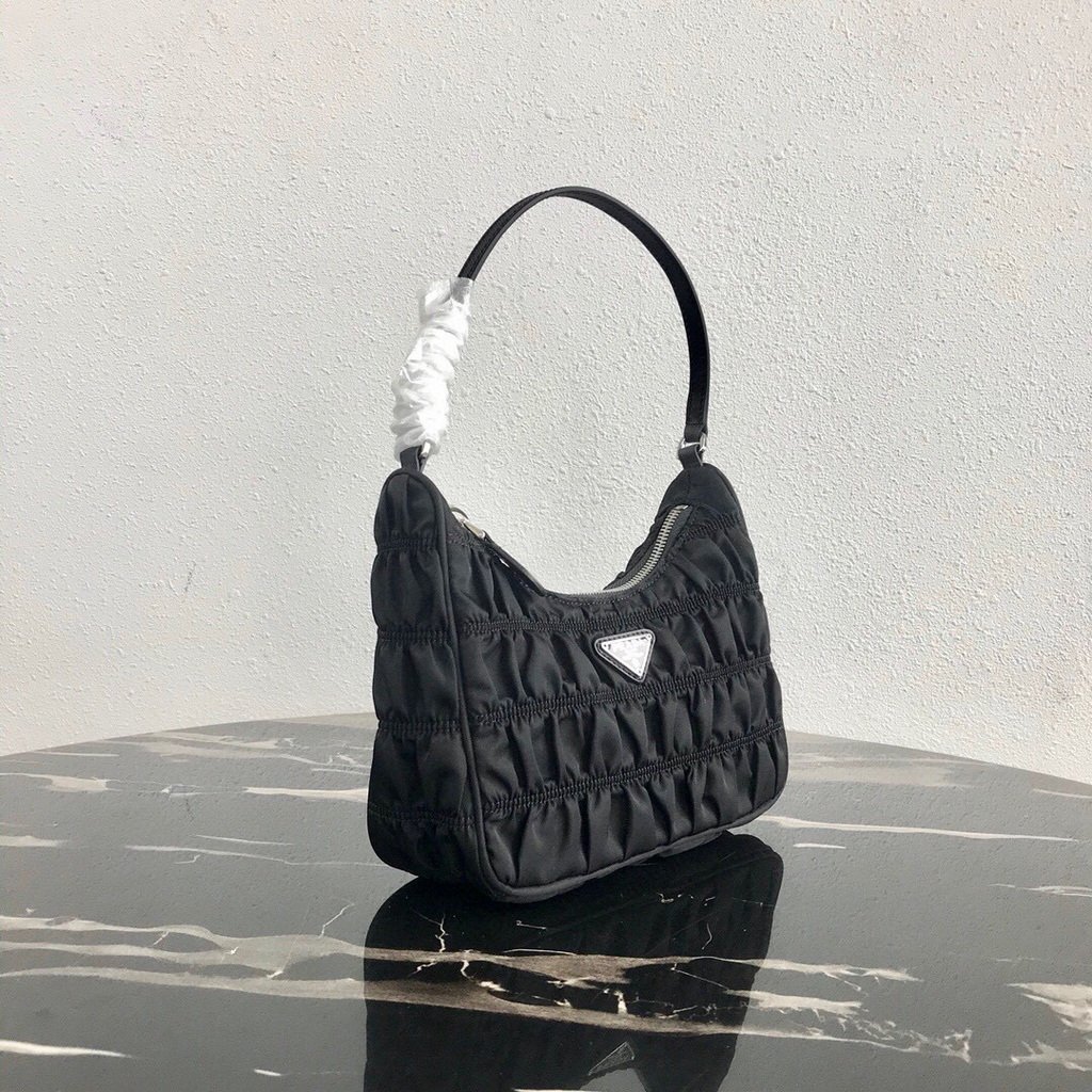 Prada 1NE204 Prada Nylon and Saffiano Leather Mini Bag in Black