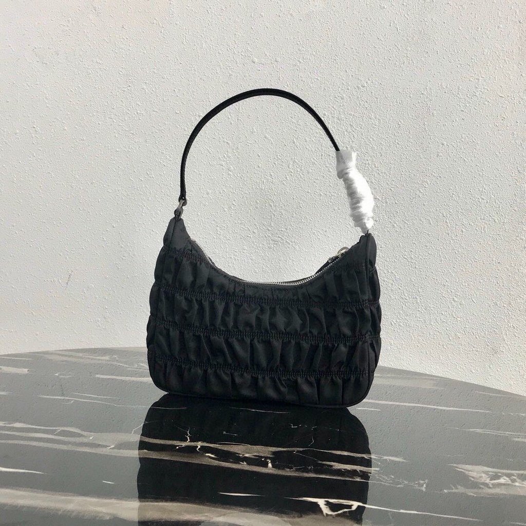 Prada 1NE204 Prada Nylon and Saffiano Leather Mini Bag in Black