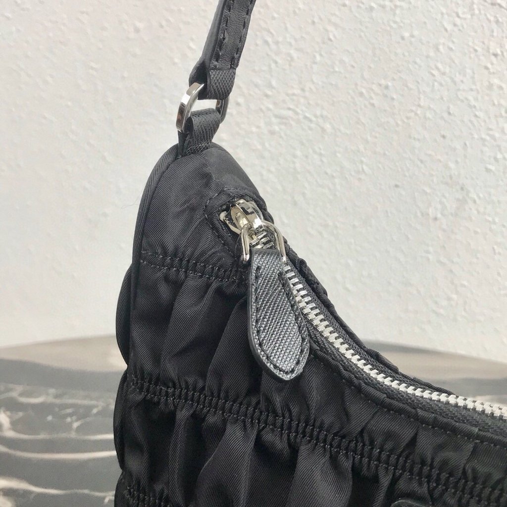 Prada 1NE204 Prada Nylon and Saffiano Leather Mini Bag in Black