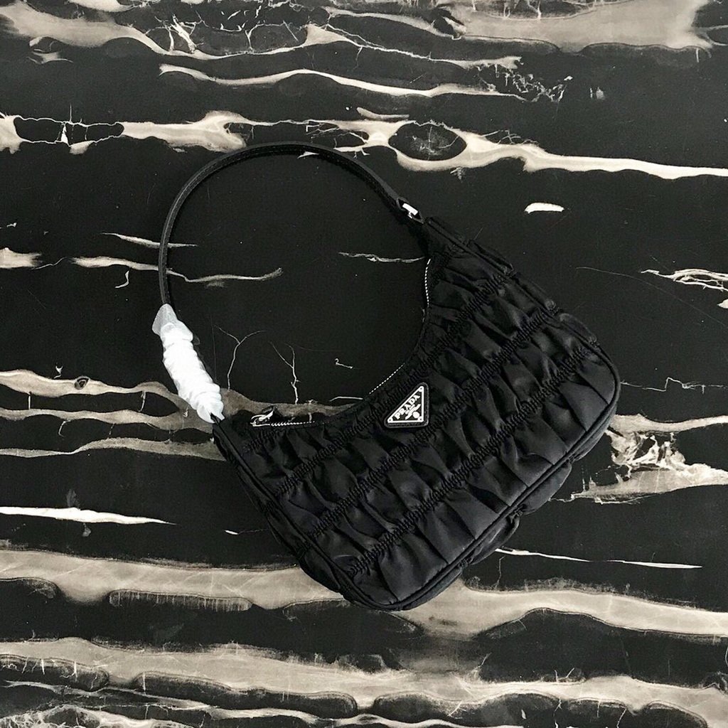 Prada 1NE204 Prada Nylon and Saffiano Leather Mini Bag in Black
