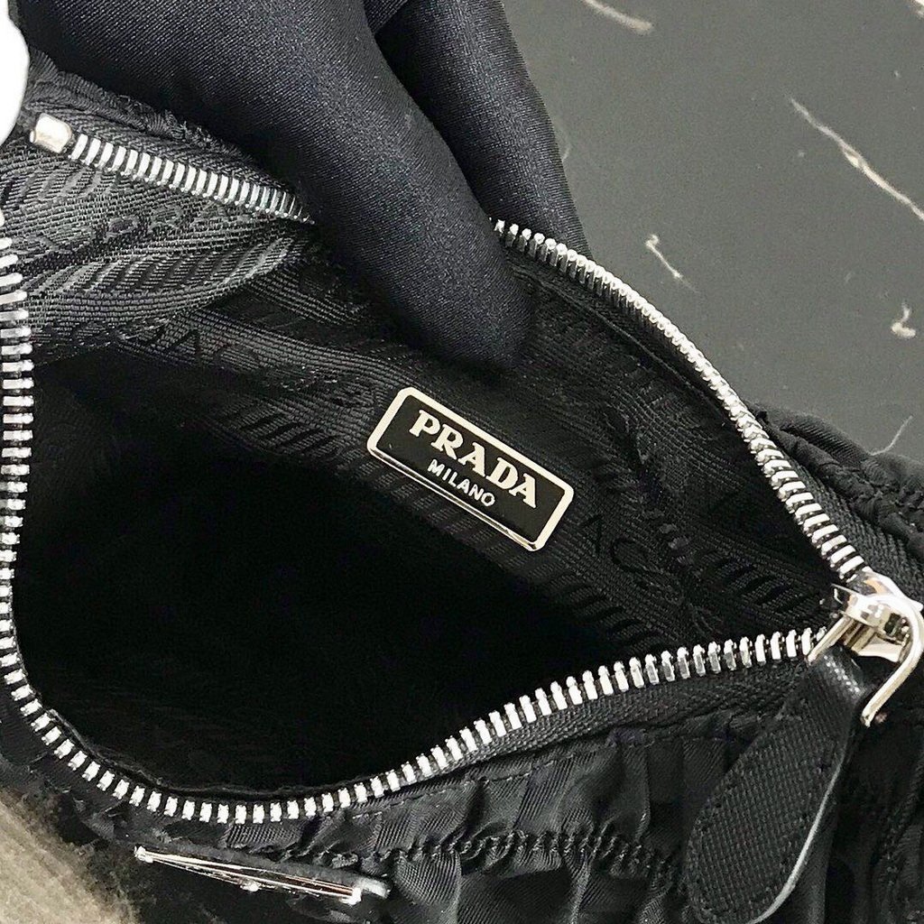 Prada 1NE204 Prada Nylon and Saffiano Leather Mini Bag in Black