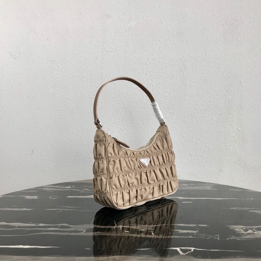 Prada 1NE204 Prada Nylon and Saffiano Leather Mini Bag in Apricot