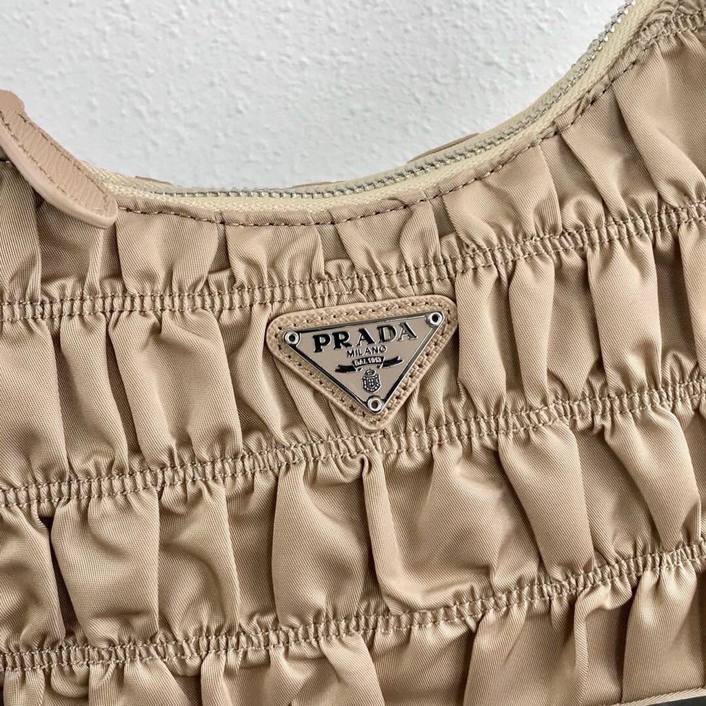 Prada 1NE204 Prada Nylon and Saffiano Leather Mini Bag in Apricot
