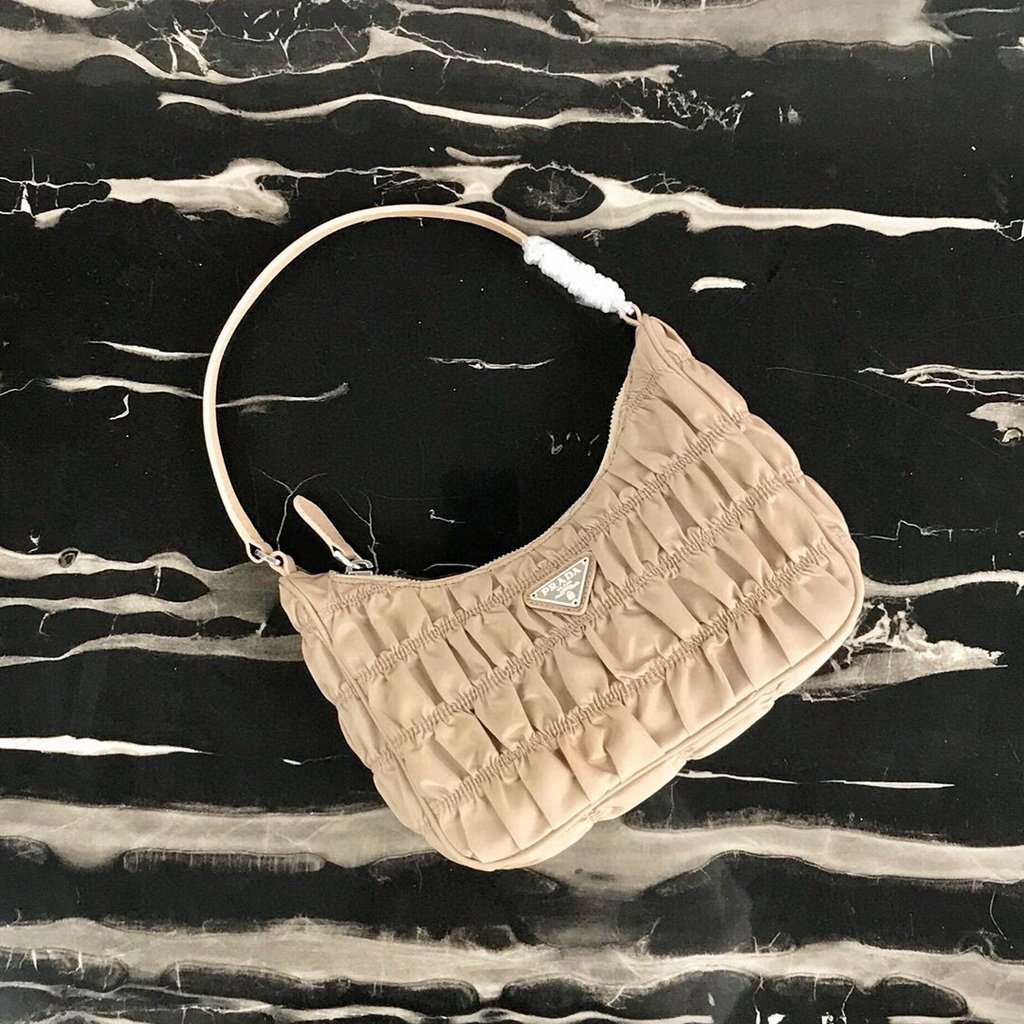 Prada 1NE204 Prada Nylon and Saffiano Leather Mini Bag in Apricot