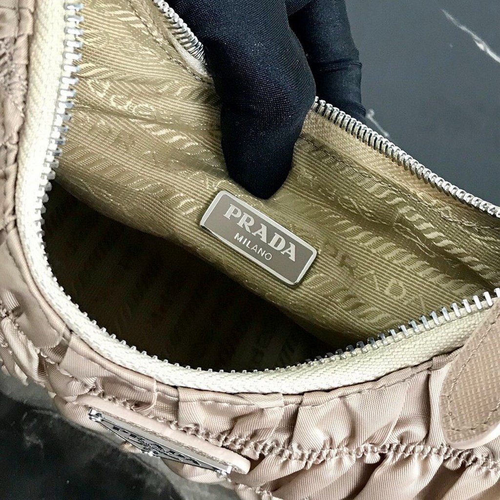 Prada 1NE204 Prada Nylon and Saffiano Leather Mini Bag in Apricot