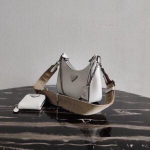 Prada 1BG335 Tote Leather Bucket Handbag Black