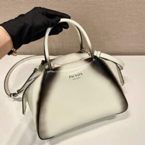 Replica Prada 1BA379 Small leather Prada Symbole bag with topstitching Black