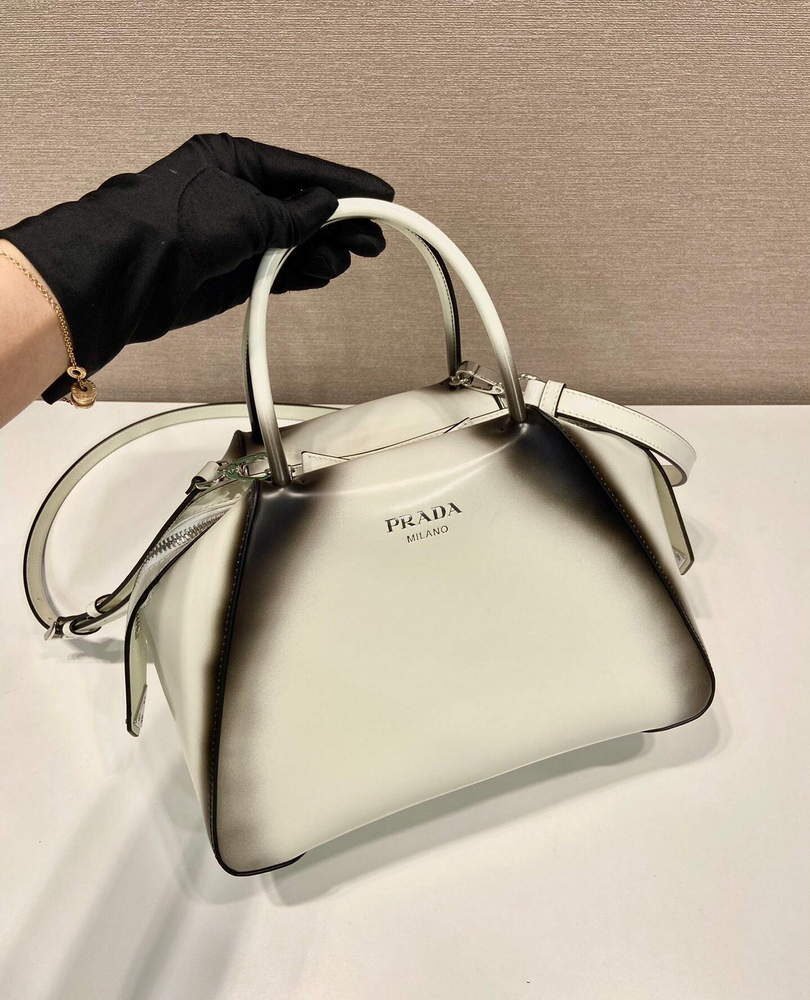 Replica Prada 1BA366 Small brushed leather Prada Supernova handbag White