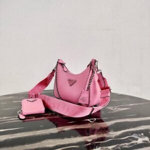 Prada 1BC194 Prada Arqué Leather Shoulder Bag Black