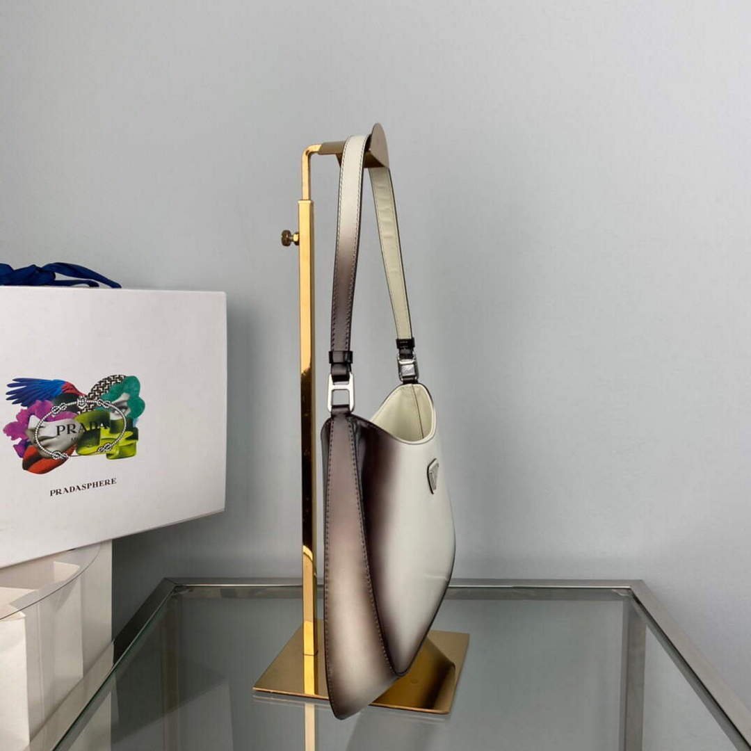 Prada 1BC499 Cleo brushed Gradient leather shoulder bag Beige