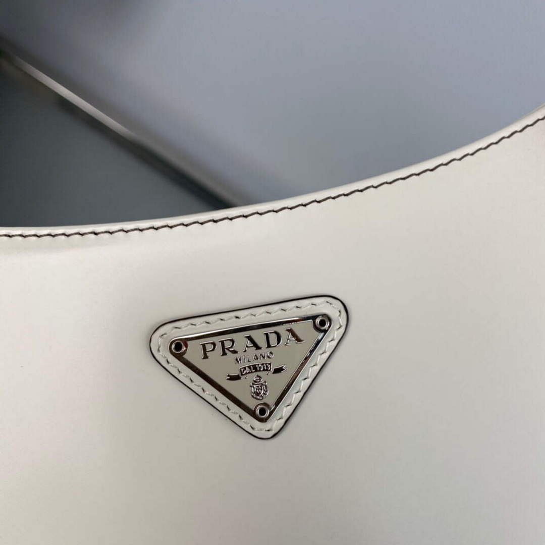 Prada 1BC499 Cleo brushed Gradient leather shoulder bag Beige