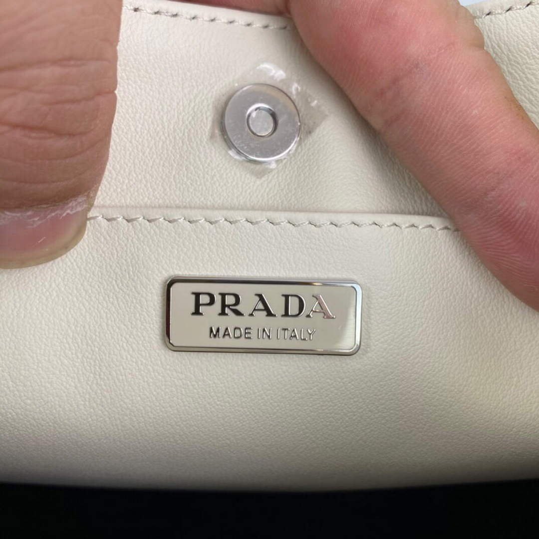 Prada 1BC499 Cleo brushed Gradient leather shoulder bag Beige