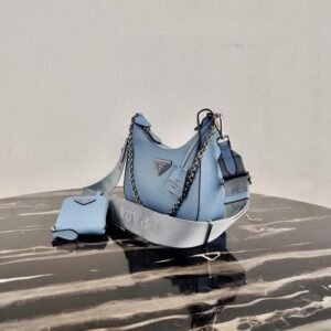 Prada 1BC194 Prada Arqué Leather Shoulder Bag Black