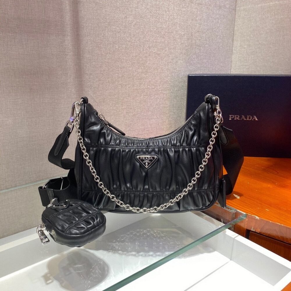 Prada 1BH204 Mini Bags Prada Crossbody Leather bag In Black