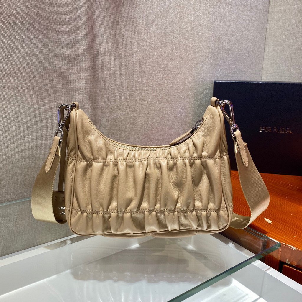 Prada 1BH204 Mini Bags Prada Crossbody Leather bag In Apricot