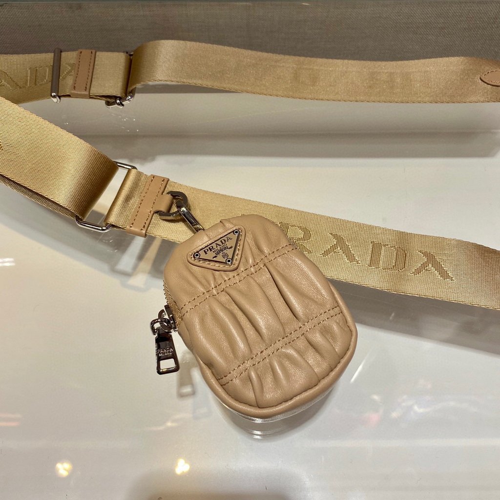 Prada 1BH204 Mini Bags Prada Crossbody Leather bag In Apricot