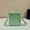 Replica Prada 1BA331 Small satin tote bag with crystals Green