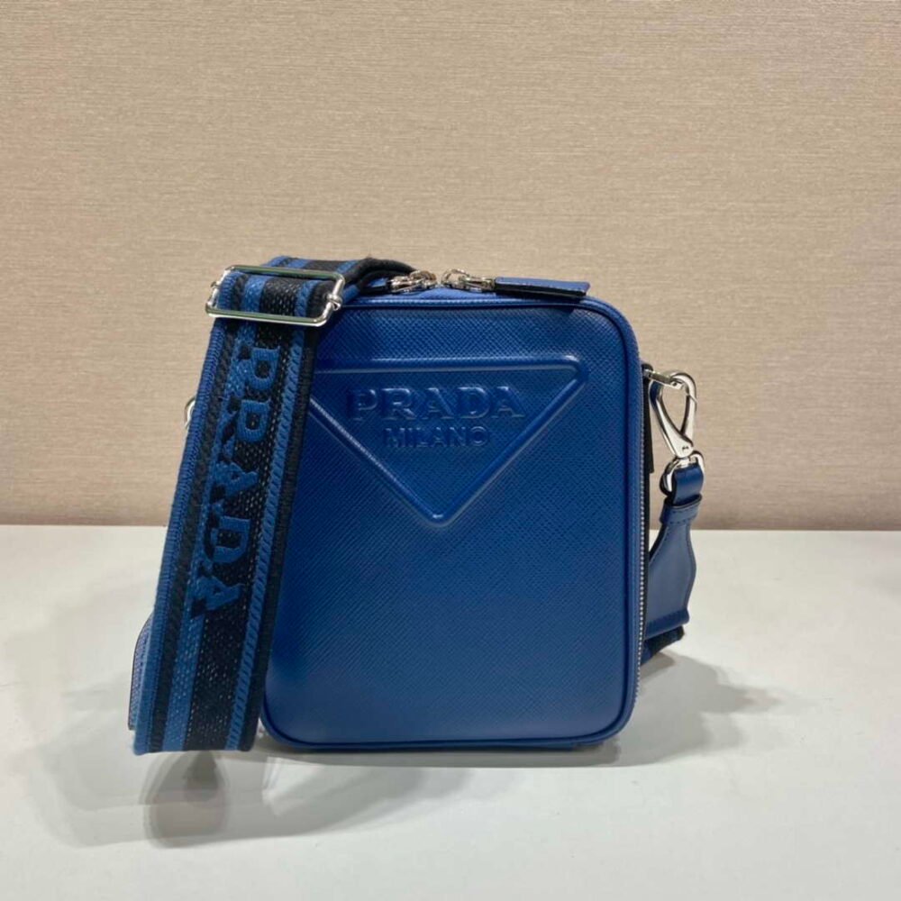 Prada 2VH154 Saffiano leather shoulder bag Blue