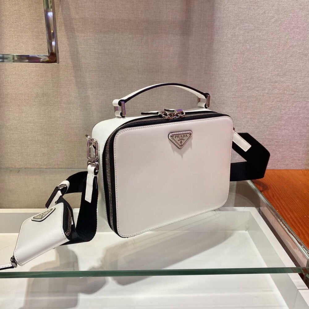 Prada 2VH069 Brique Saffiano Smooth leather bag White