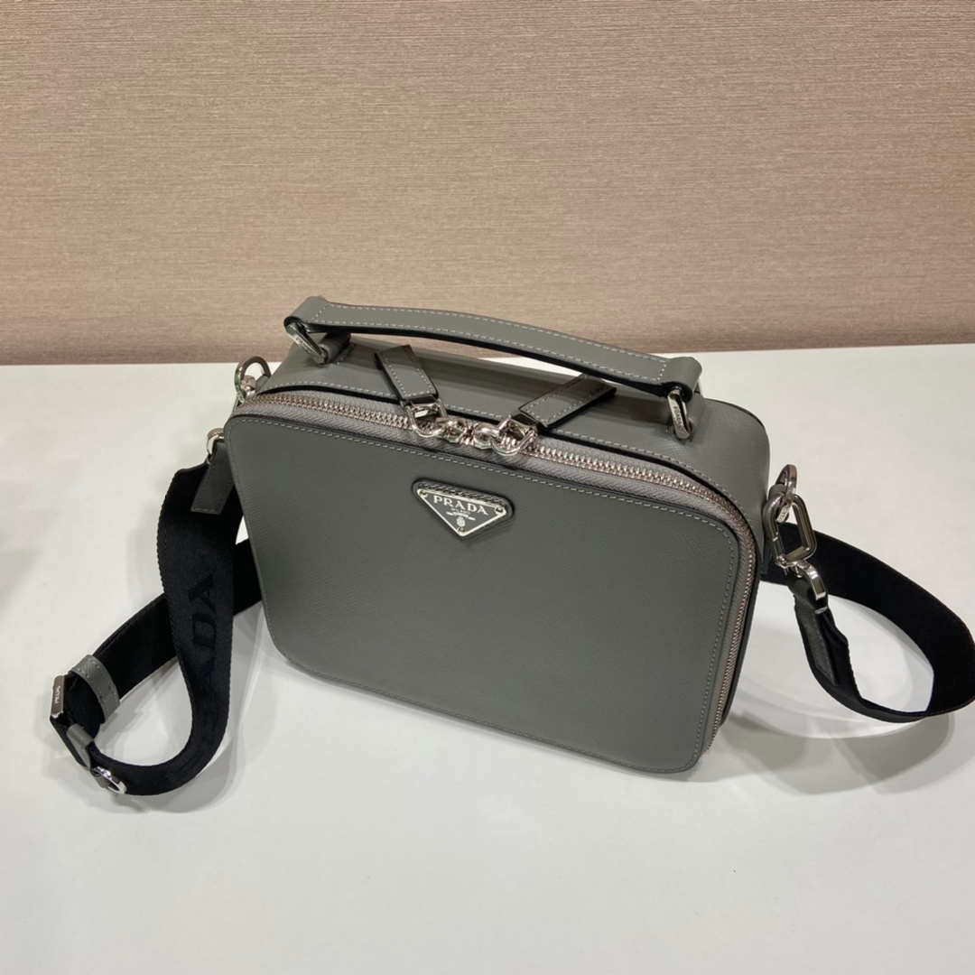 Prada 2VH069 Brique Saffiano leather bag Gray