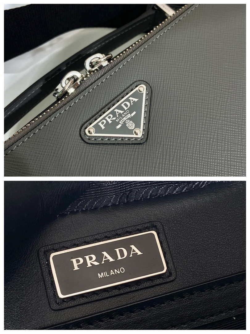 Prada 2VH069 Brique Saffiano leather bag Gray