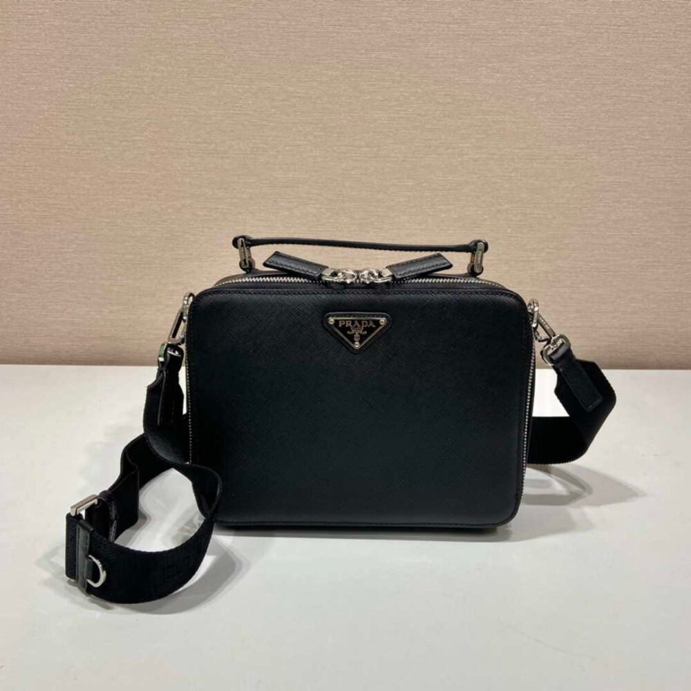 Prada 2VH069 Brique Saffiano leather bag Black