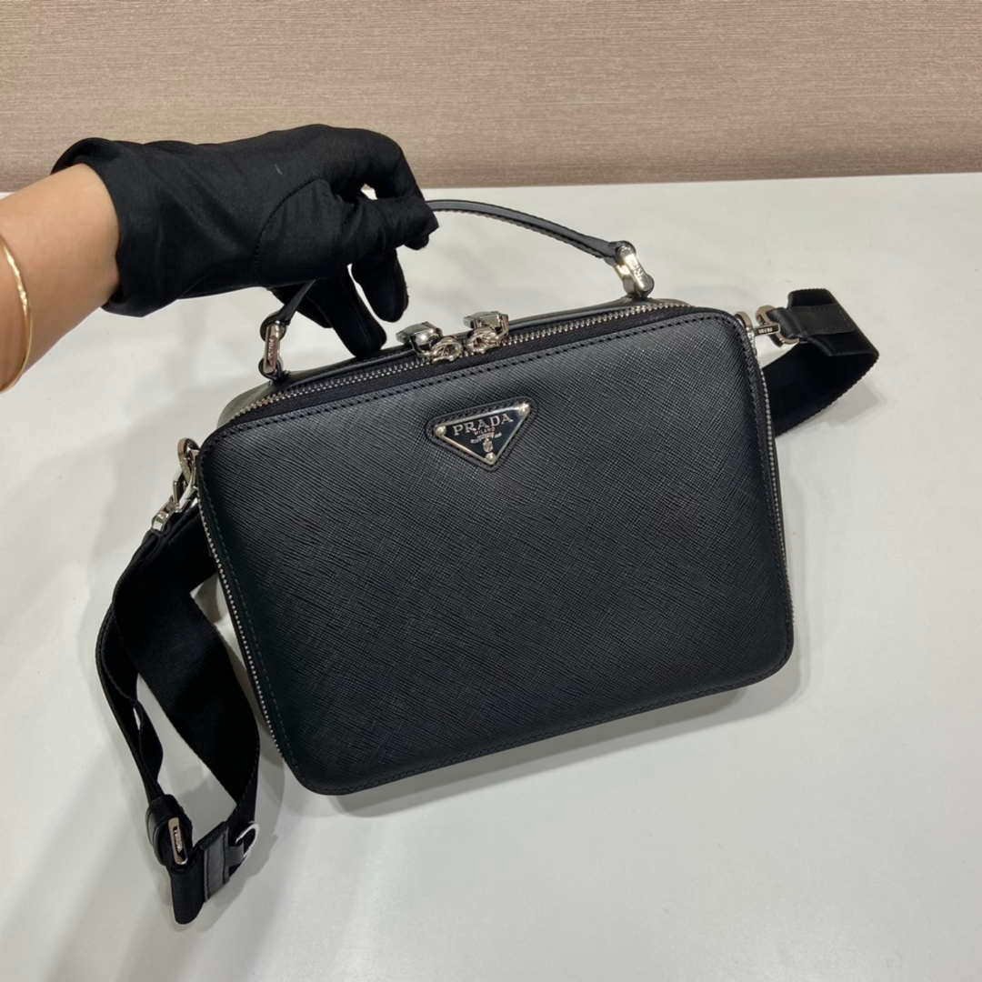Prada 2VH069 Brique Saffiano leather bag Black