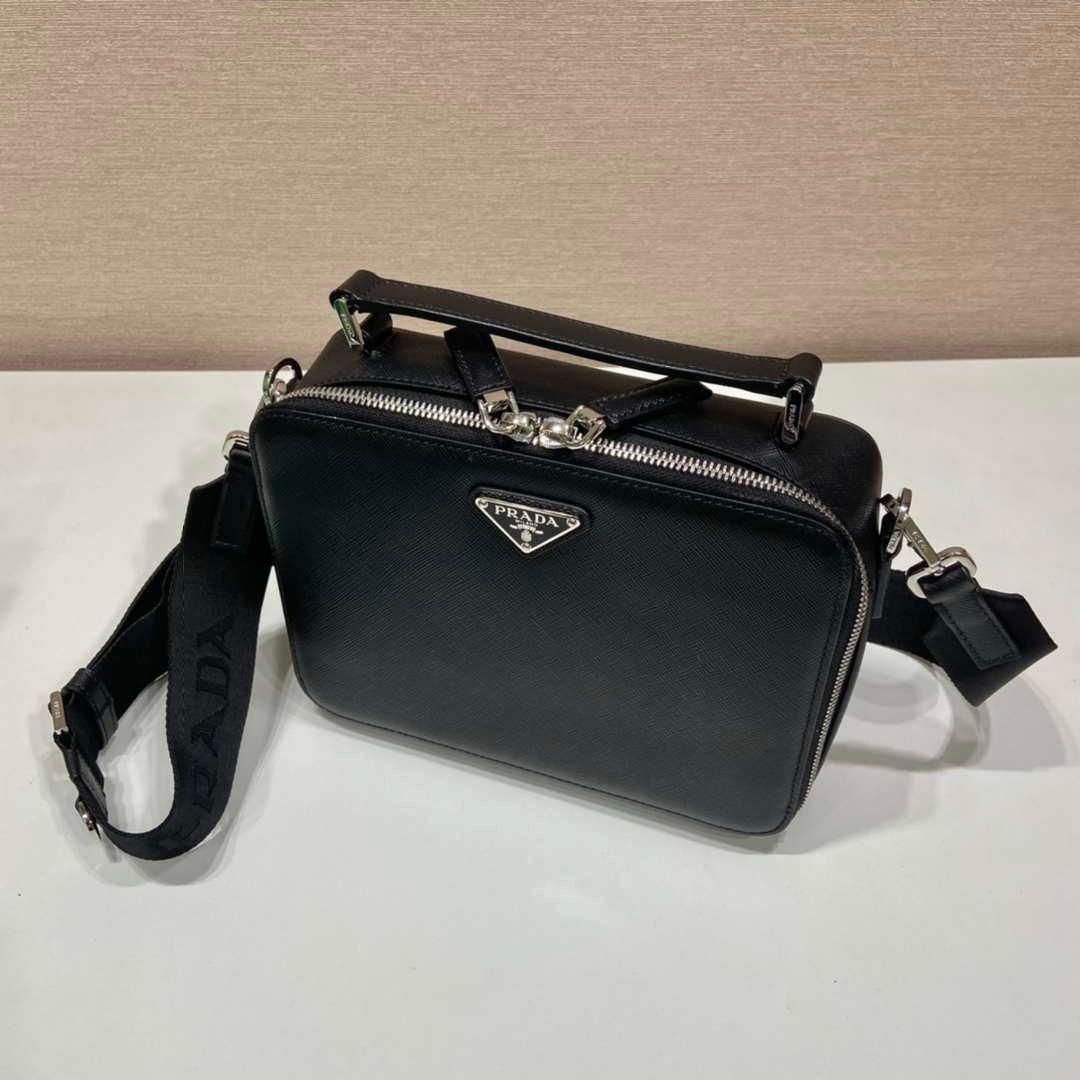 Prada 2VH069 Brique Saffiano leather bag Black