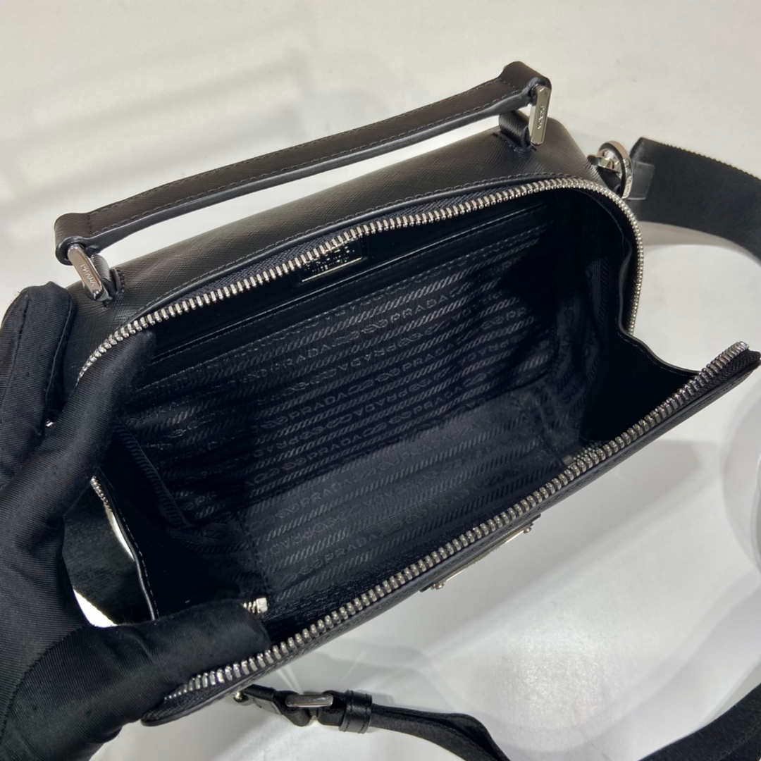 Prada 2VH069 Brique Saffiano leather bag Black