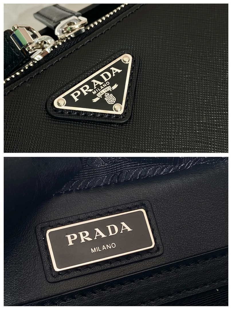 Prada 2VH069 Brique Saffiano leather bag Black